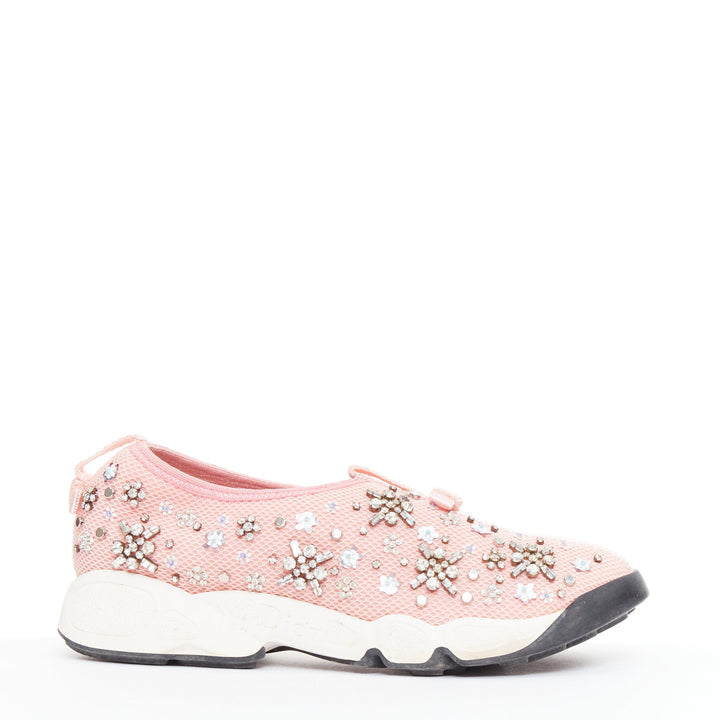 CHRISTIAN DIOR Raf Simons 2019 Fushion pink embellished dad sneakers EU35.5