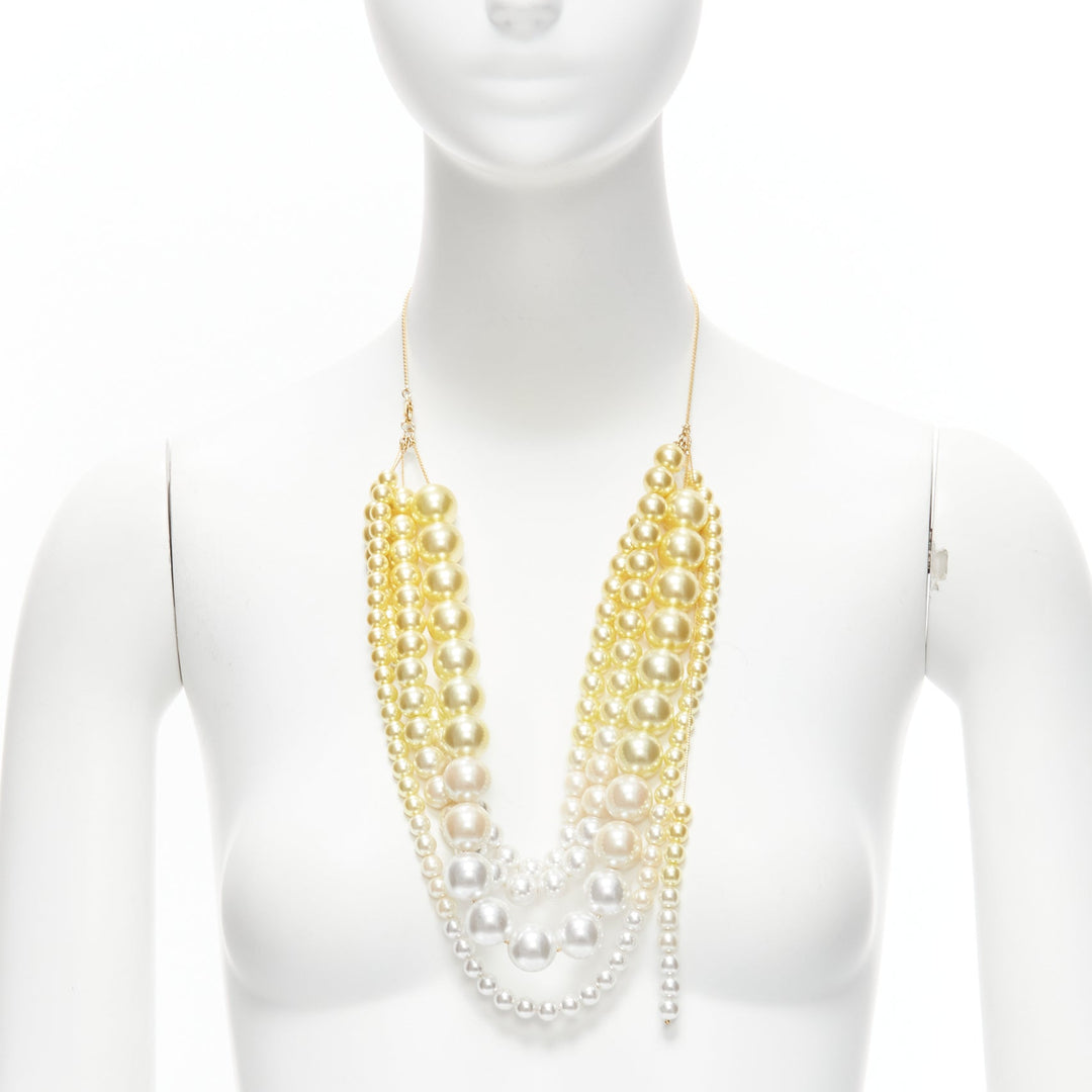 TOGA ARCHIVES yellow white ombre tiered faux pearl statement necklace