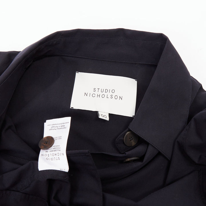 STUDIO NICHOLSON 2022 Mulder navy powder cotton volume sleeve blouse US 00 XXS