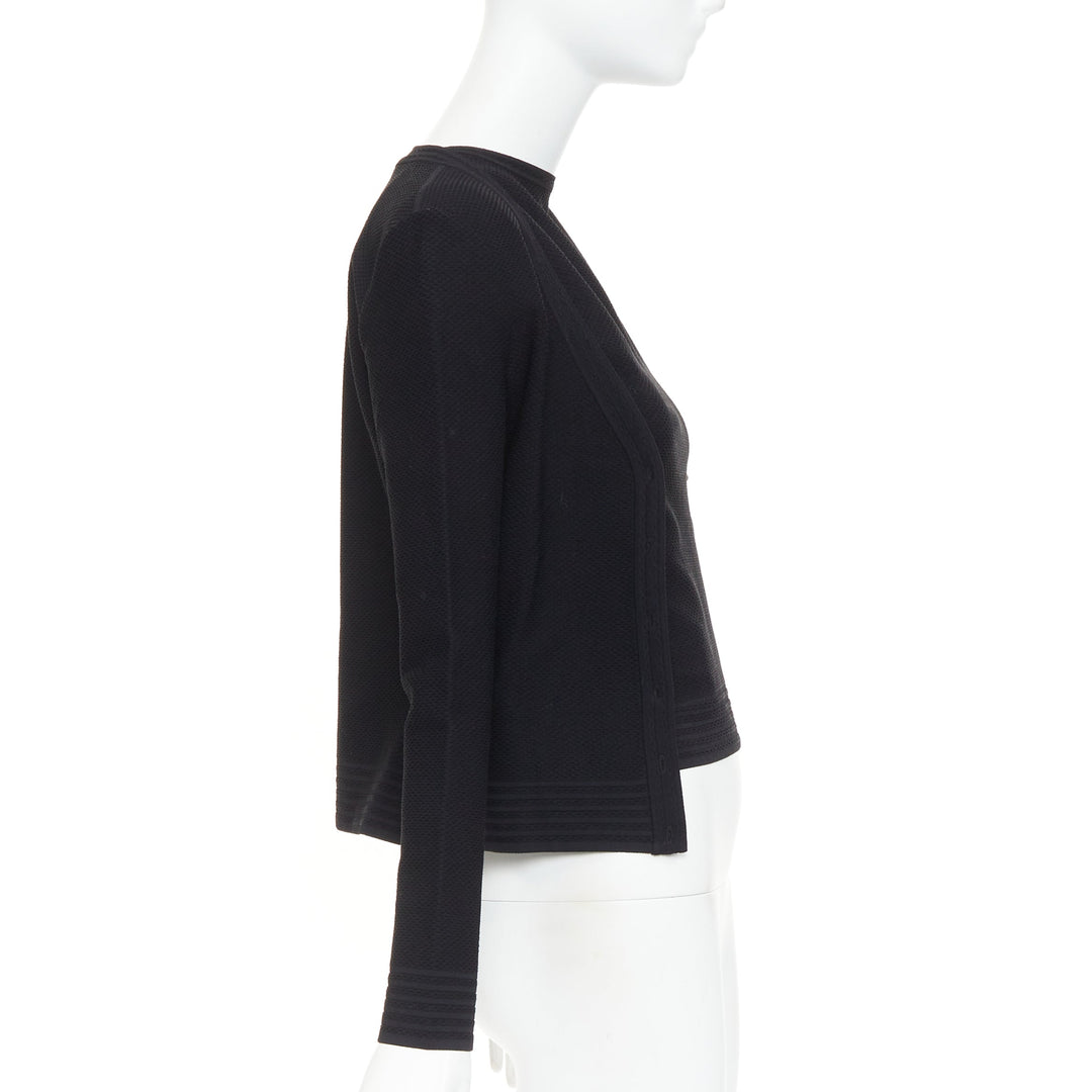 ALAIA Vintage black garter stitch knit button cardigan sleeveless top set L