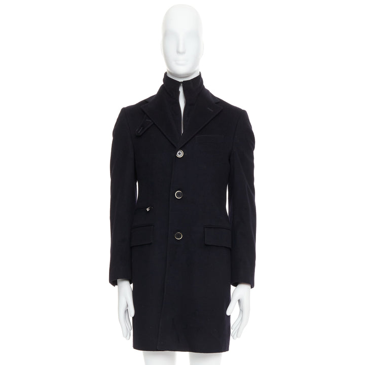 CORNELIANI black extrafine virgin wool layered collar coat IT44 XS