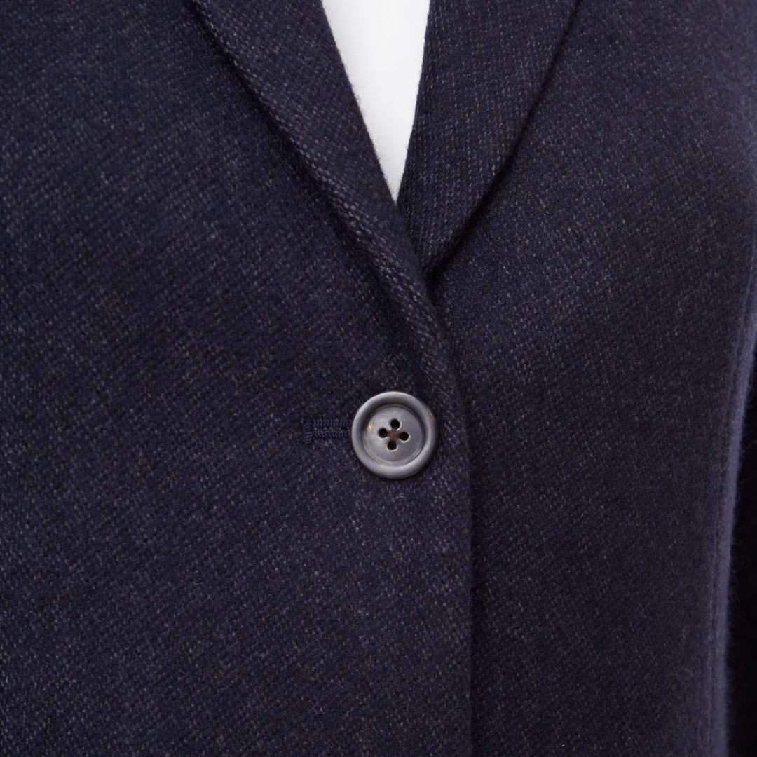 THE ROW navy virgin wool angora single breasted 2 button fitted blazer US2 S
