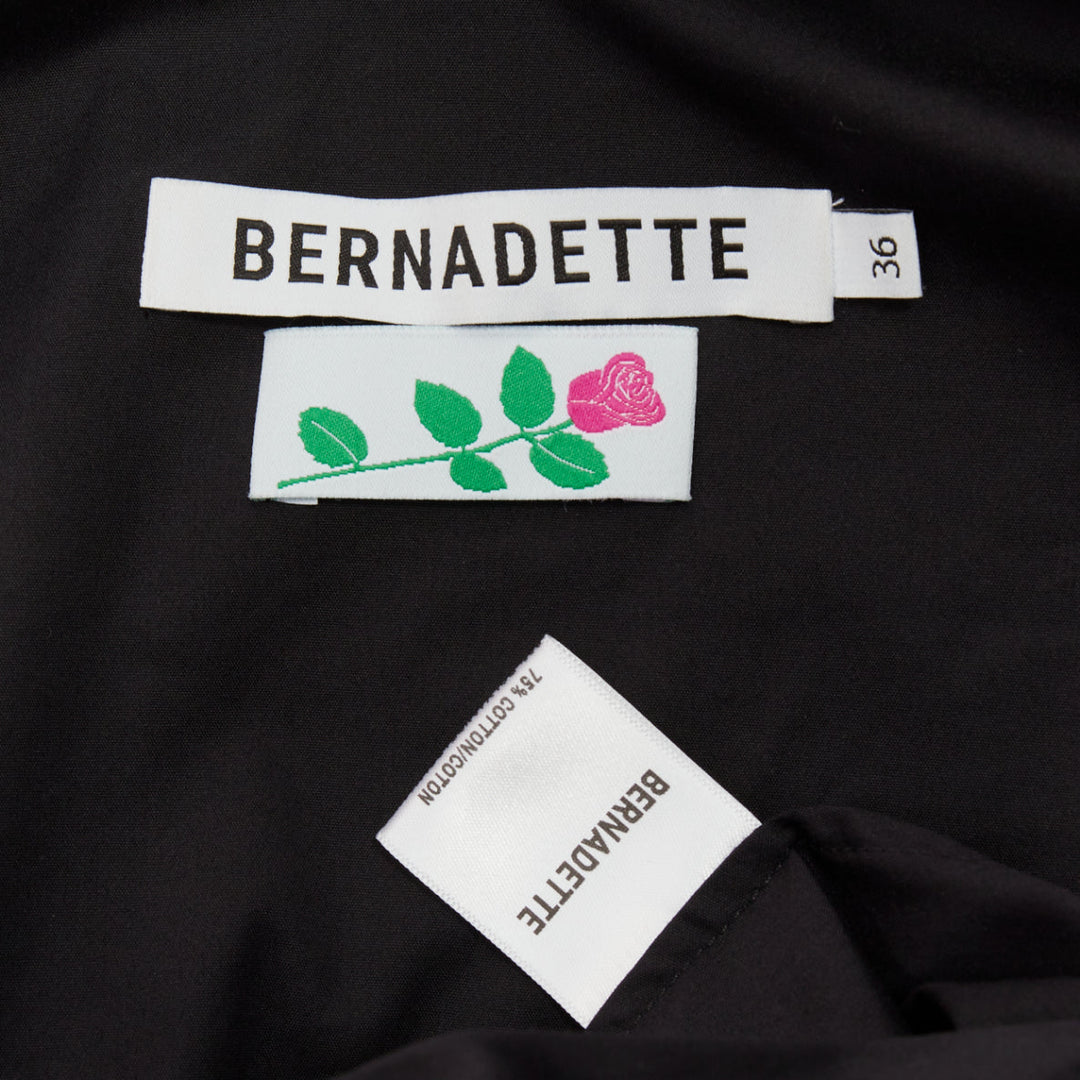 BERNADETTE Lucette black asymmetric one shoulder puff sleeve dress IT36 XXS