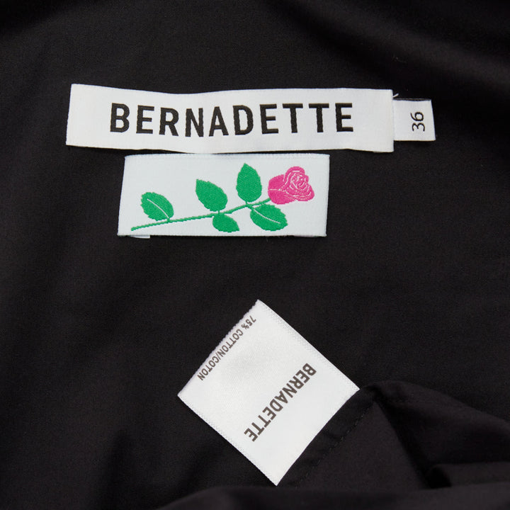 BERNADETTE Lucette black asymmetric one shoulder puff sleeve dress IT36 XXS