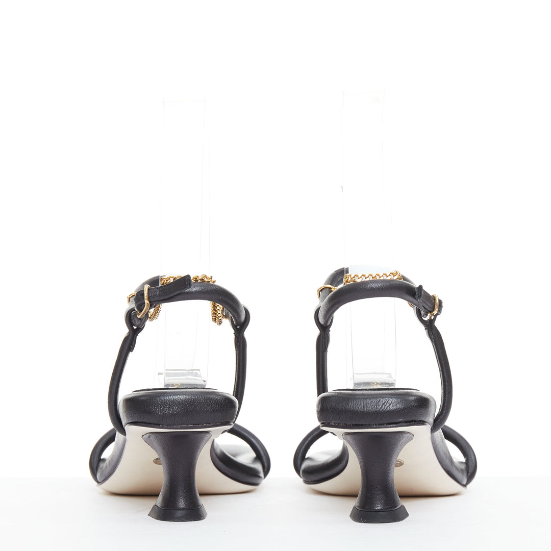 PROENZA SCHOULER Sofia black leather gold chain link padded sandals EU35