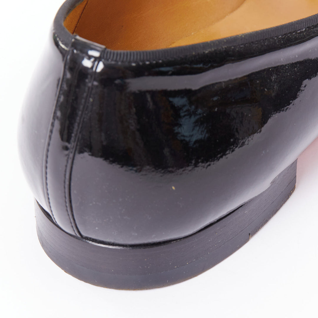 CHRISTIAN LOUBOUTIN Dandelion black patent almond dress tuxedo loafer EU43.5