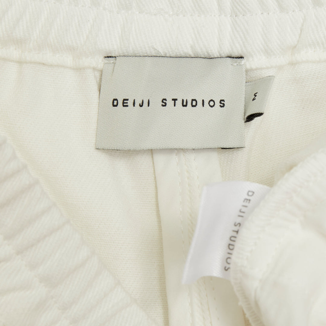 DEIJI STUDIOS white organic cotton angular pockets mid waist wide crop pants M