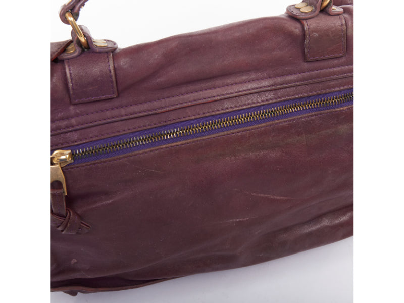 PROENZA SCHOULER PS1 Medium purple leather gold hardware flap satchel bag