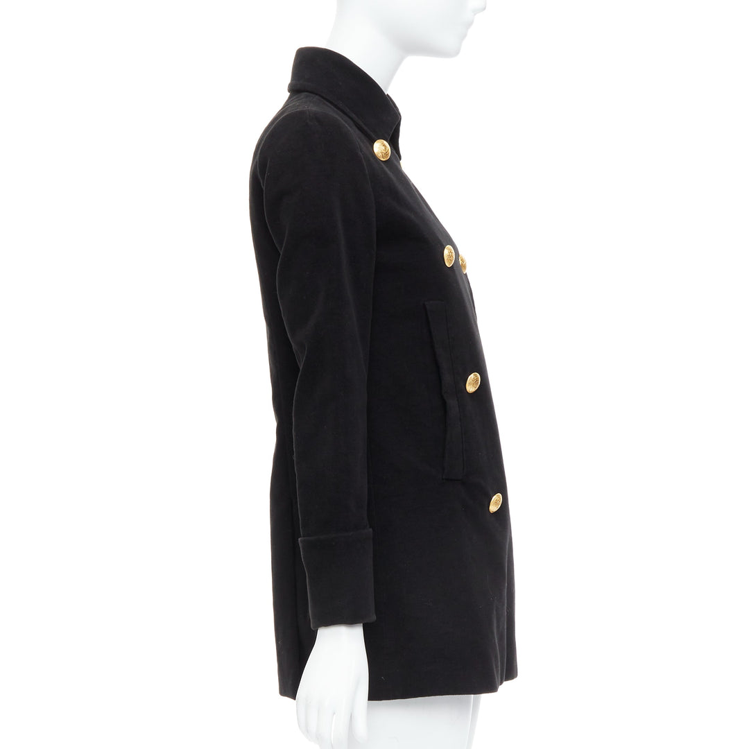 ALEXANDER MCQUEEN MCQ black cotton gold buttons double breast coat IT36 XXS