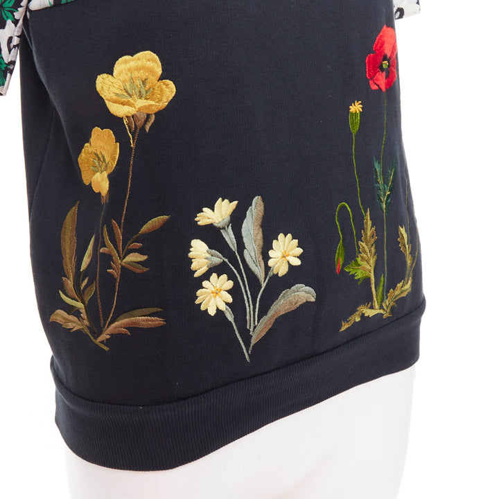 STELLA MCCARTNEY 2015 black cotton poppy daisy embroidery sweater IT38 XS