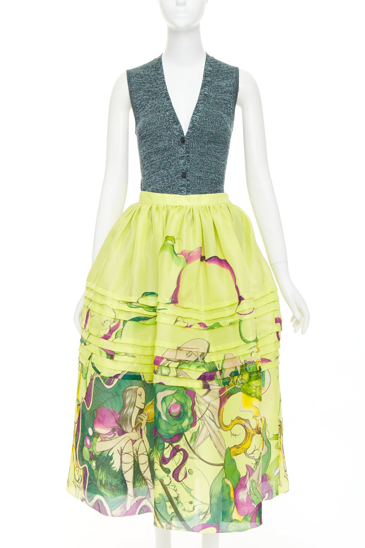 rare PRADA JAMES JEAN 2008 Runway Fairy green silk organza full skirt set IT40 S