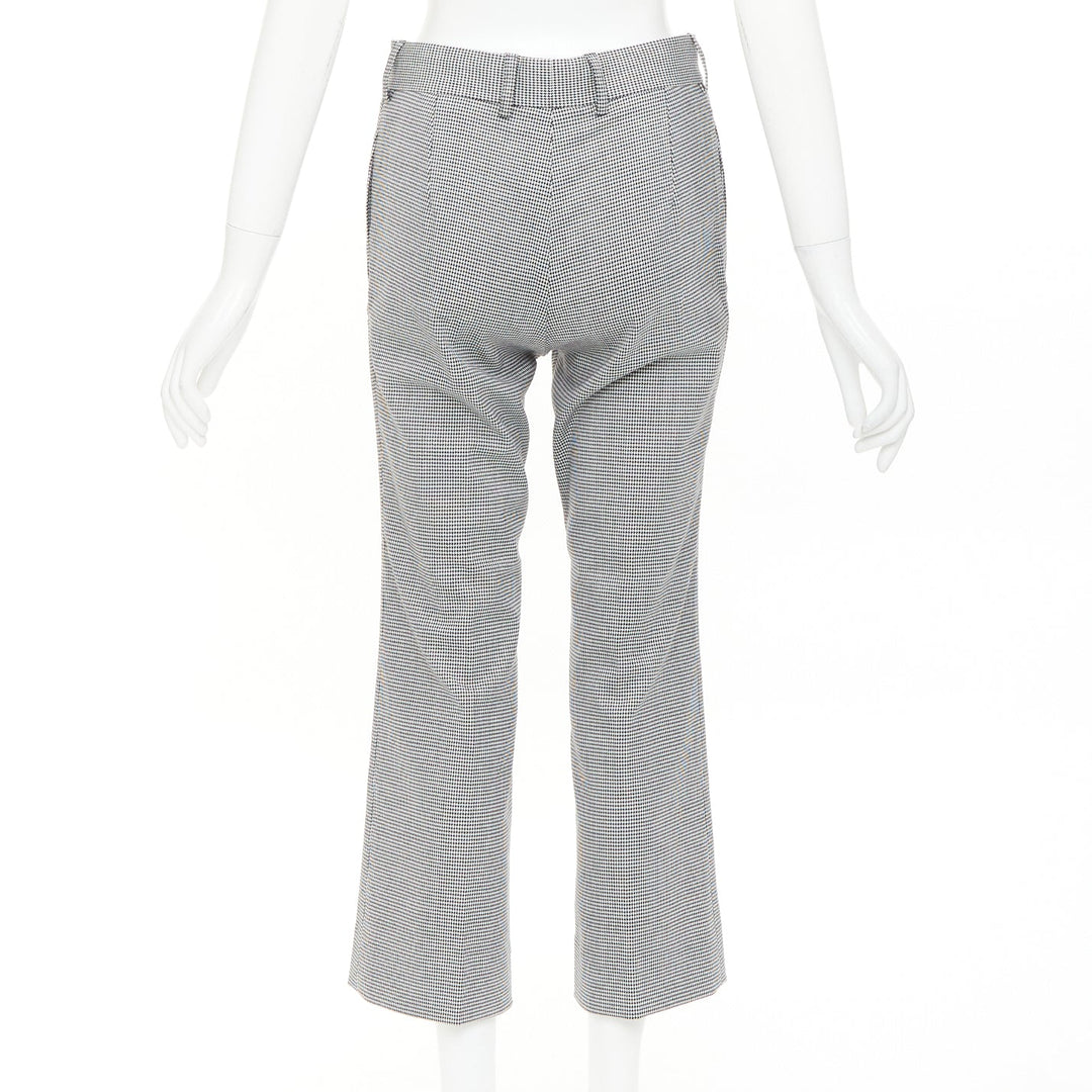 BALENCIAGA 2018 grey wool houndstooth mid waist pleated cropped pants FR36 S