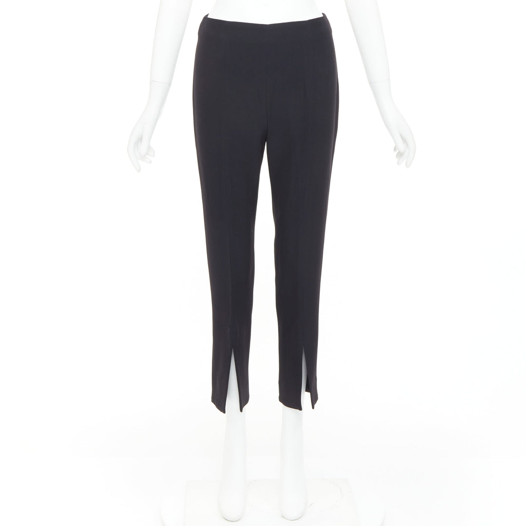 ALEXANDER MCQUEEN black silky slit front high waisted cropped pants IT40 S
