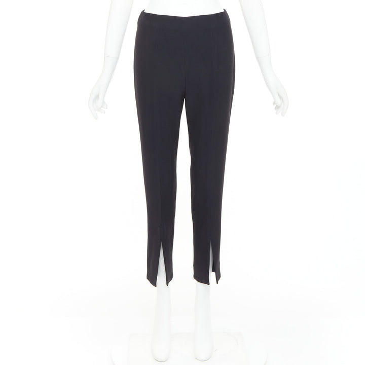 ALEXANDER MCQUEEN black silky slit front high waisted cropped pants IT40 S