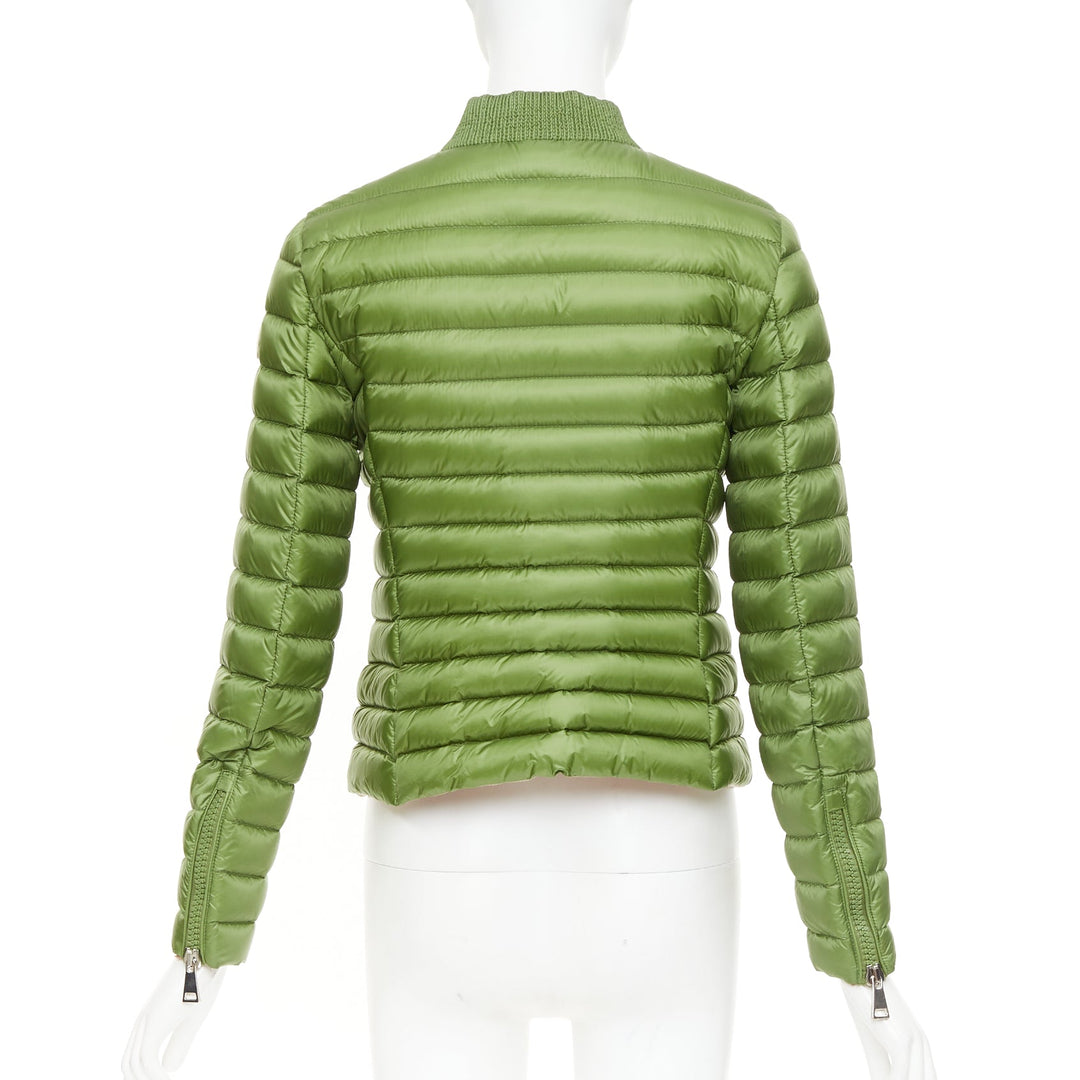 MONCLER Blen Giubotto green horizontal down quilted zip up jacket Sz.1 S