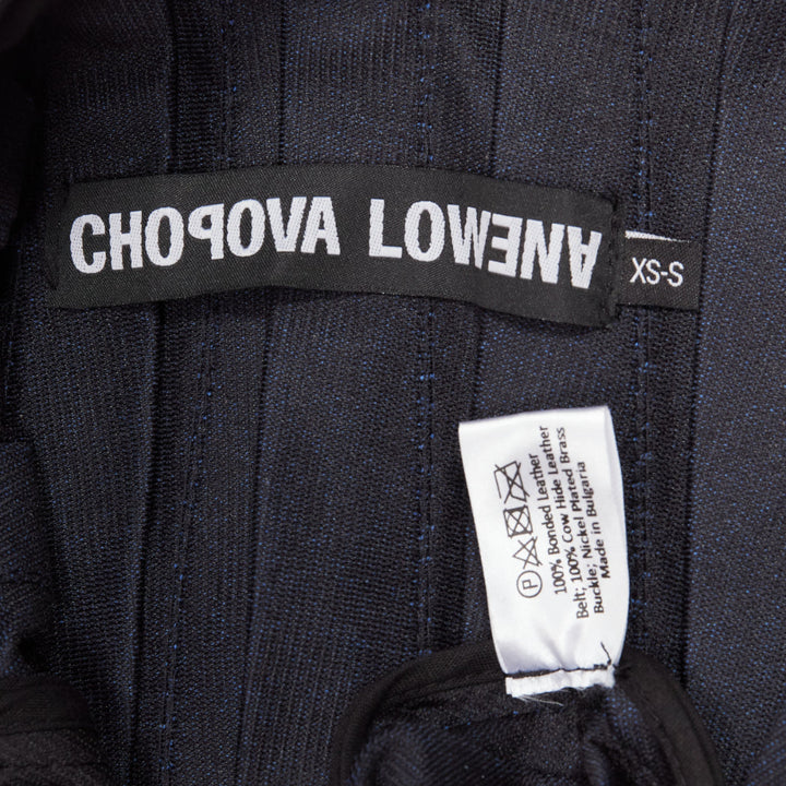 CHOPOVA LOWENA 2020 Runway black leather belt buckle studded gladiator skirt XS