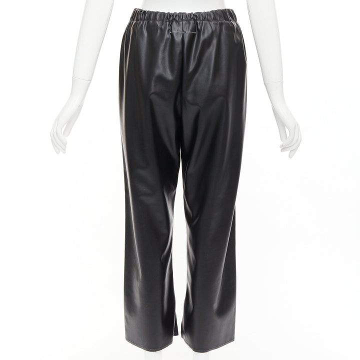 MAISON MARGIELA MM6 black faux leather grommet cropped pants IT38 XS