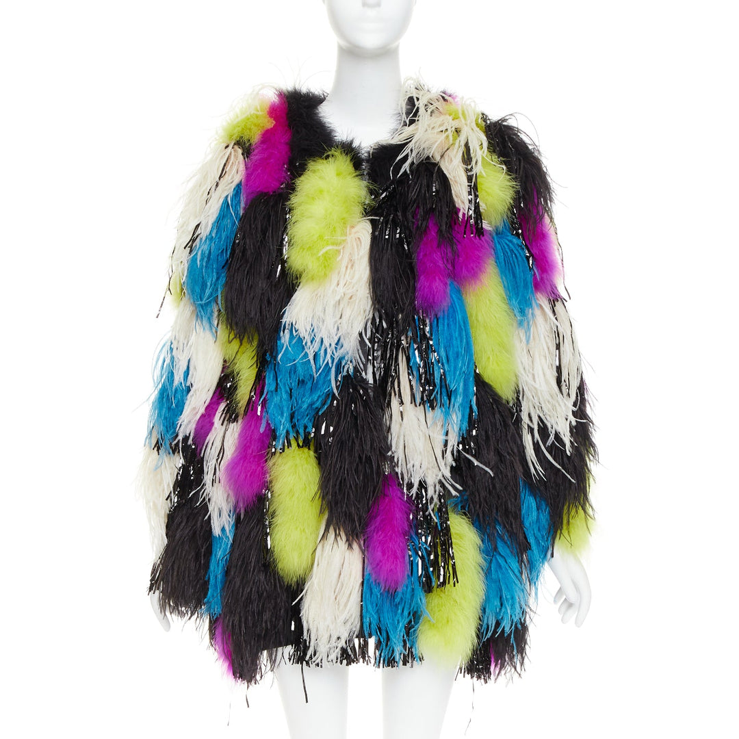 rare ALEXANDRE VAUTHIER COUTURE SS2022 Runway Maison Lemarie ostrich tinsel coat