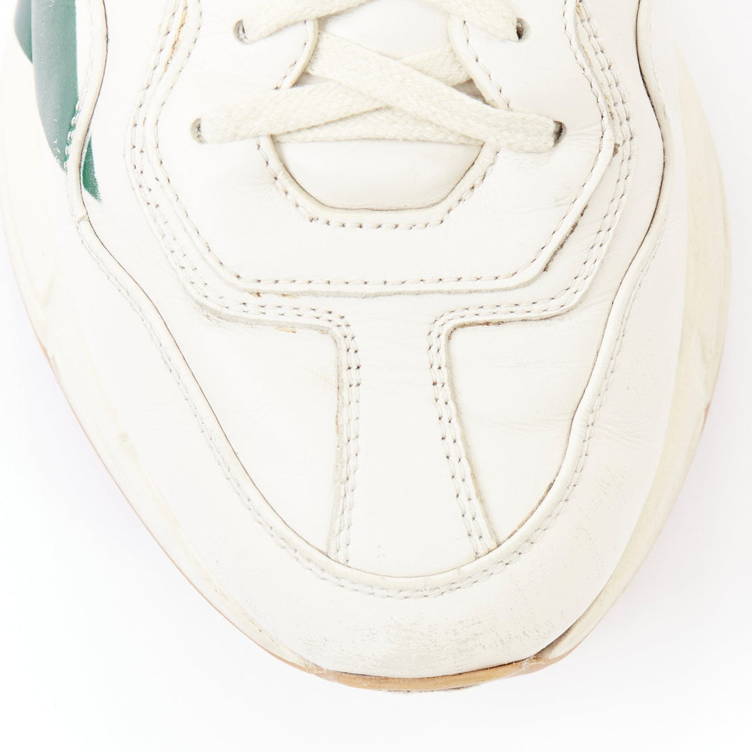 GUCCI Rhyton off white green red web print chunky sneakers UK8.5 EU42.5
