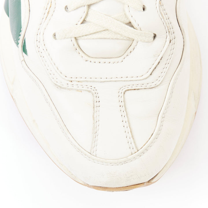 GUCCI Rhyton off white green red web print chunky sneakers UK8.5 EU42.5