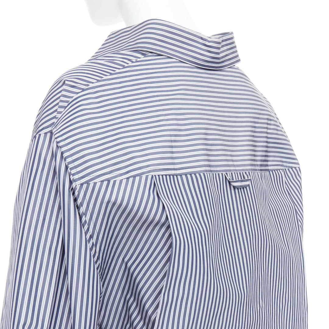 BALENCIAGA Demna 2016 grey cream striped 3D drop back shirt FR34 XS