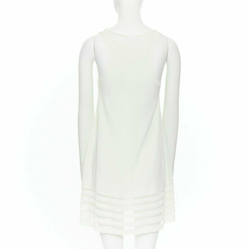 ALEXANDER MCQUEEN 100% viscose knit cream scoop neck ladder detail dress XS