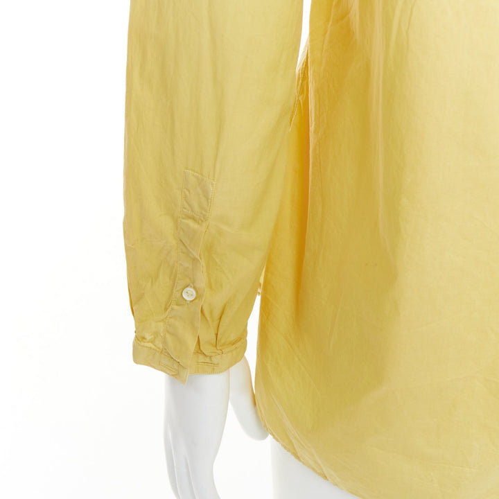 LANVIN butter yellow cotton bishop collar button up dress shirt EU40 L