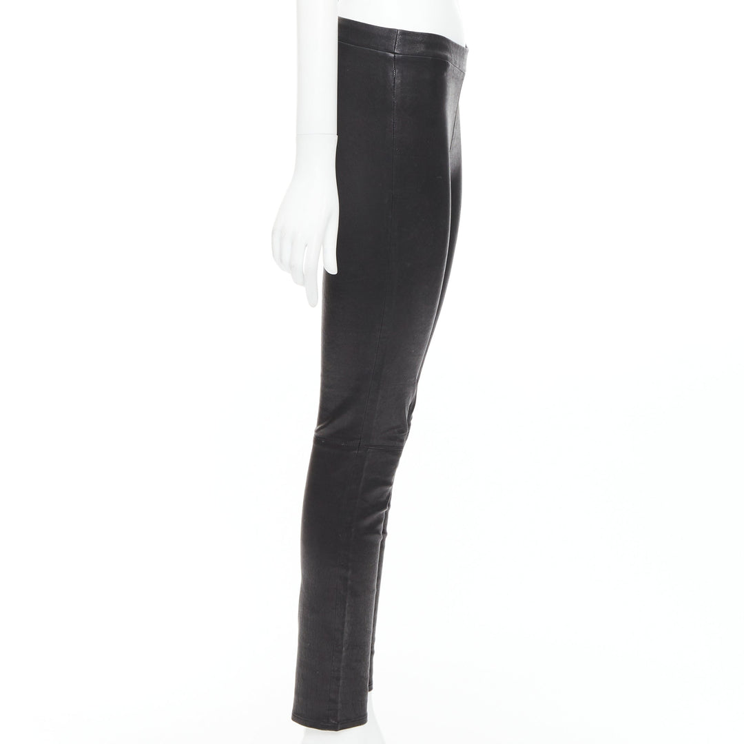 J BRAND black lambskin leather panelled legging pants S