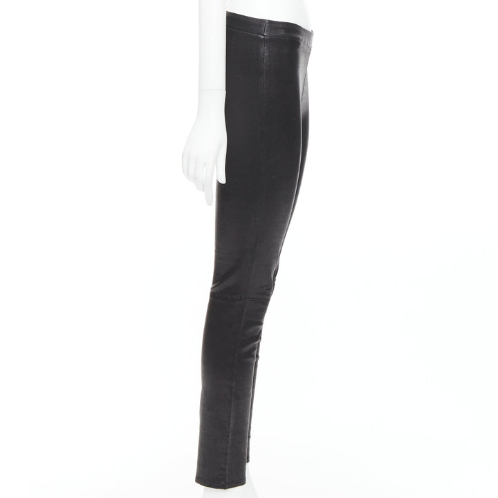 J BRAND black lambskin leather panelled legging pants S