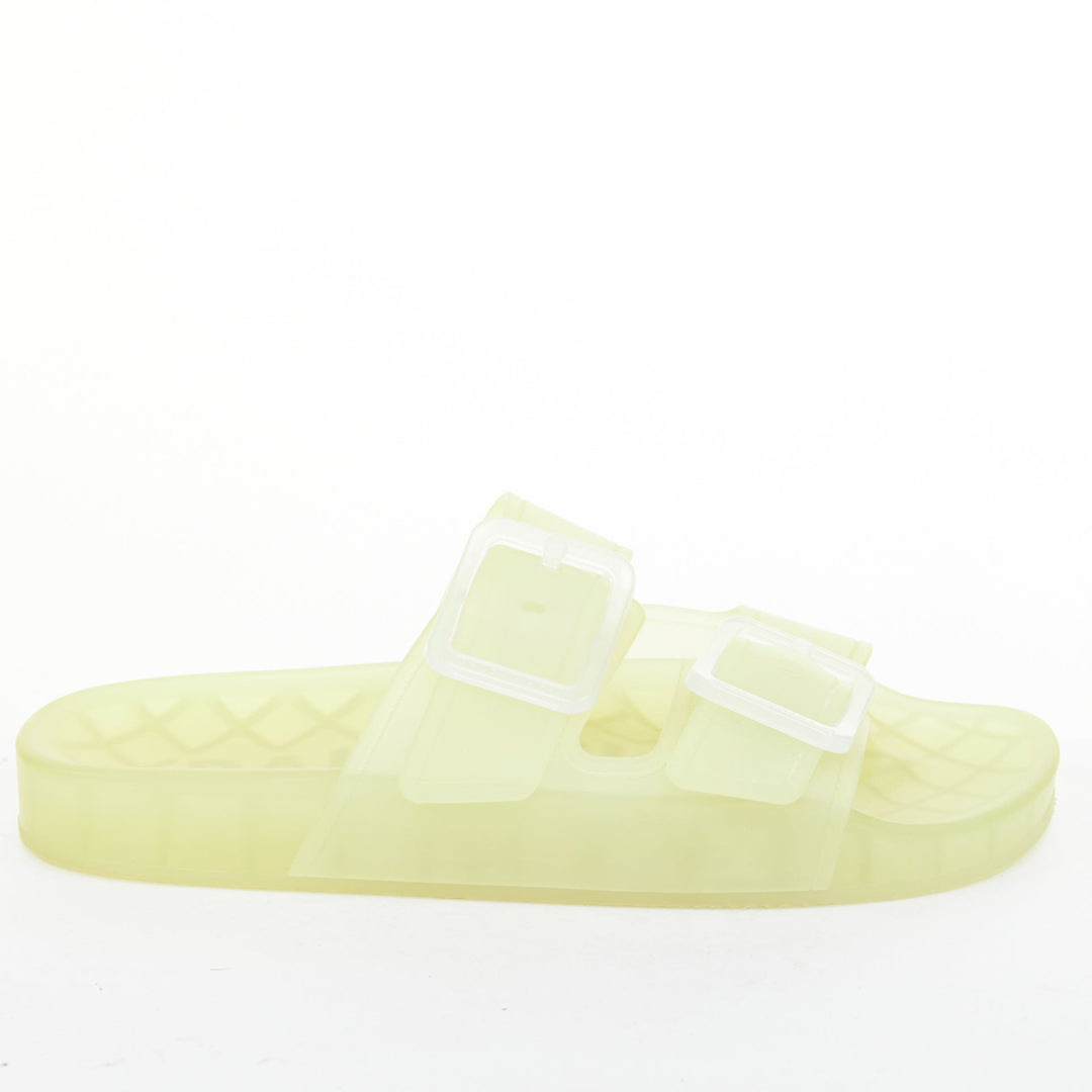 BALENCIAGA 2021 Mallorca transparent yellow rubber dual buckle slide sandal EU38
