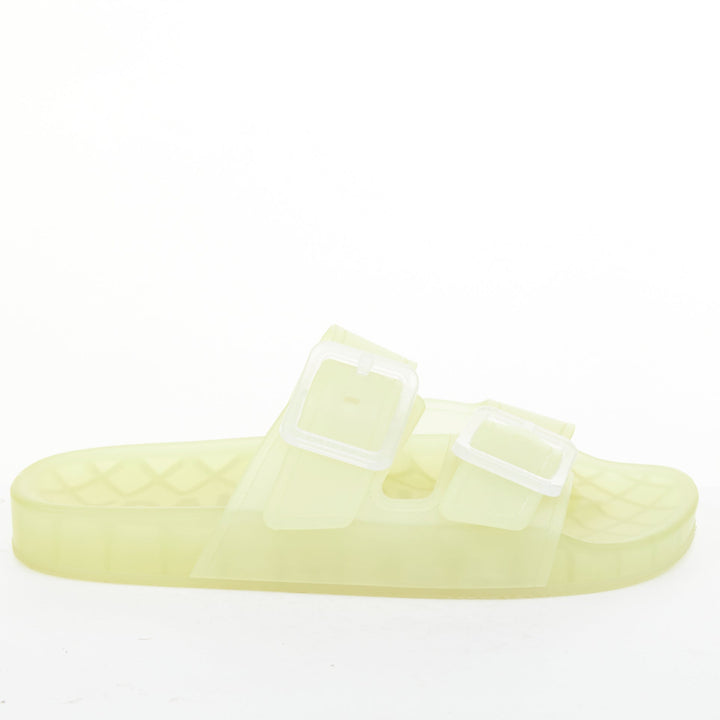 BALENCIAGA 2021 Mallorca transparent yellow rubber dual buckle slide sandal EU38