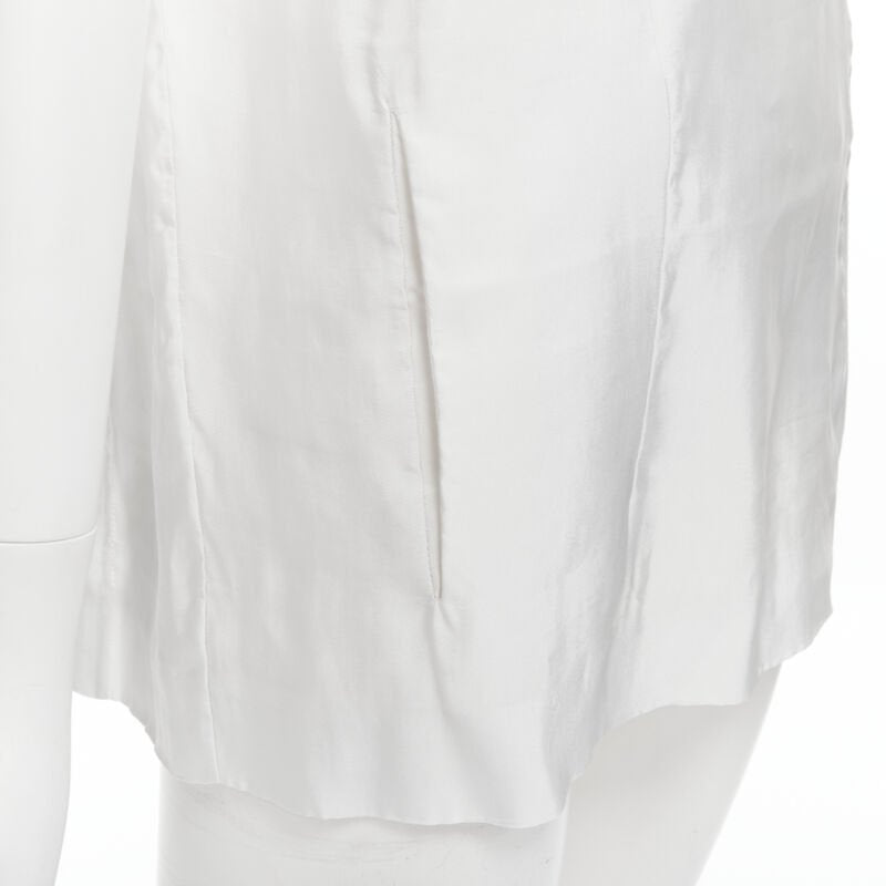 MARNI white viscose cowl neck curved seam slit pocket top IT38 XS