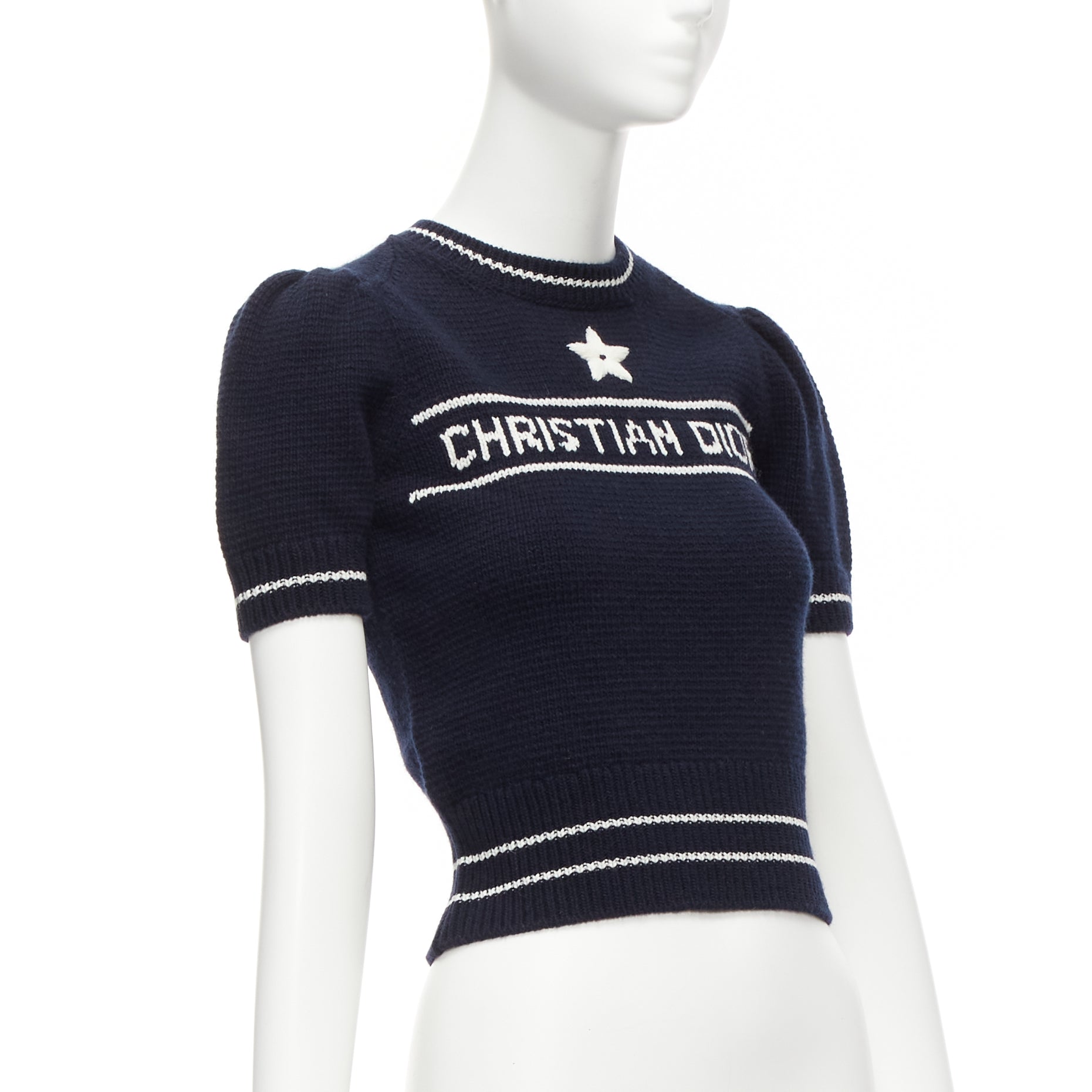 CHRISTIAN DIOR Long Sleeve Cropped newest Top