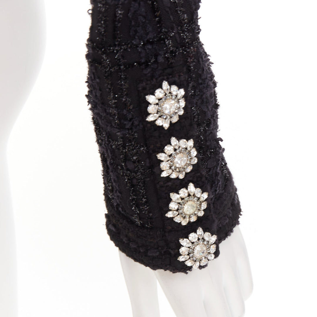 ALEXANDRE VAUTHIER COUTURE AW2019 Runway black metallic tweed cropped jacket