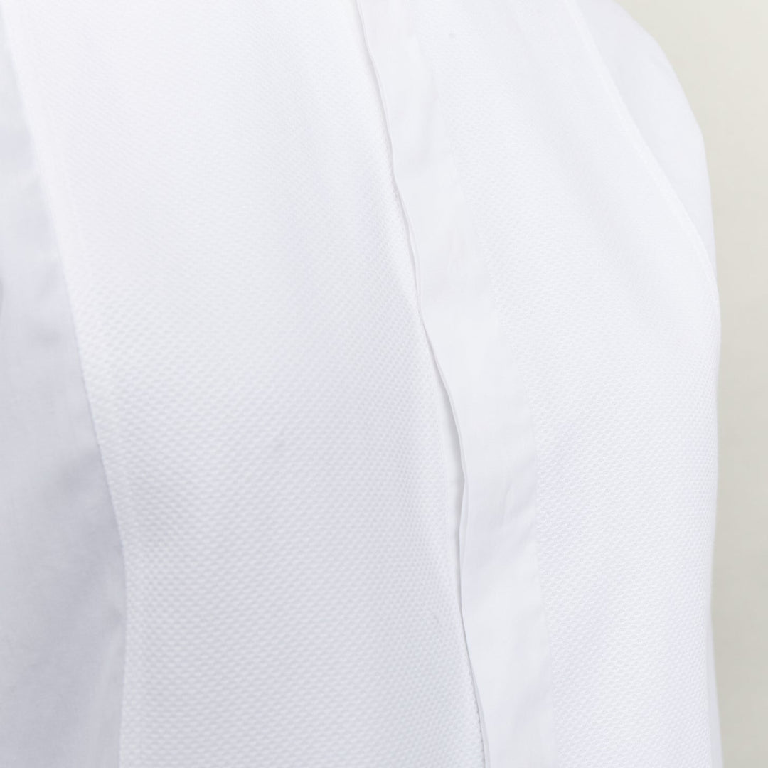CHRISTIAN DIOR white cotton pique CD Bee embroidered dress shirt FR34 XS