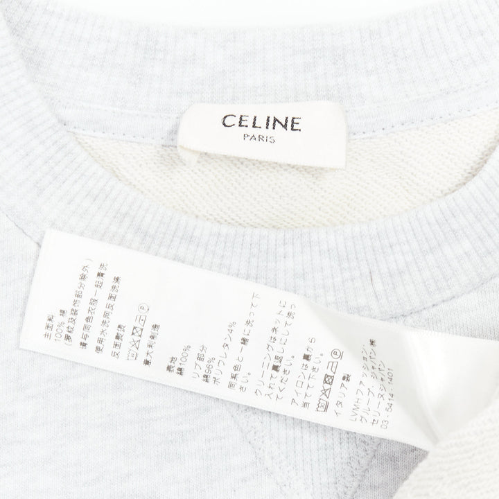 CELINE Runway grey cotton varsity logo cutoff sweatshirt crop top S