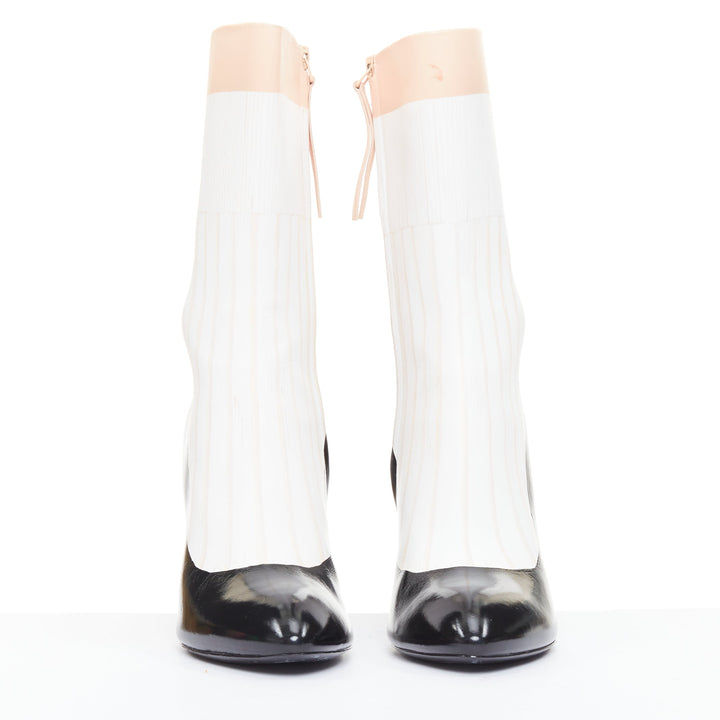 LOUIS VUITTON 2023 Runway Illusion white nude Trompe Loeil heel boots