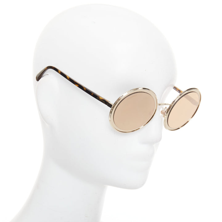 CHANEL 4226 gold-tone round mirrored lens resin temple sunglasses