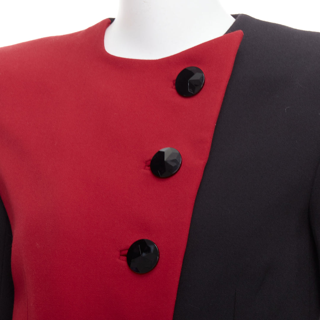 SAINT LAURENT 2022 Runway red black wool bicolor power blazer minidress FR36 S