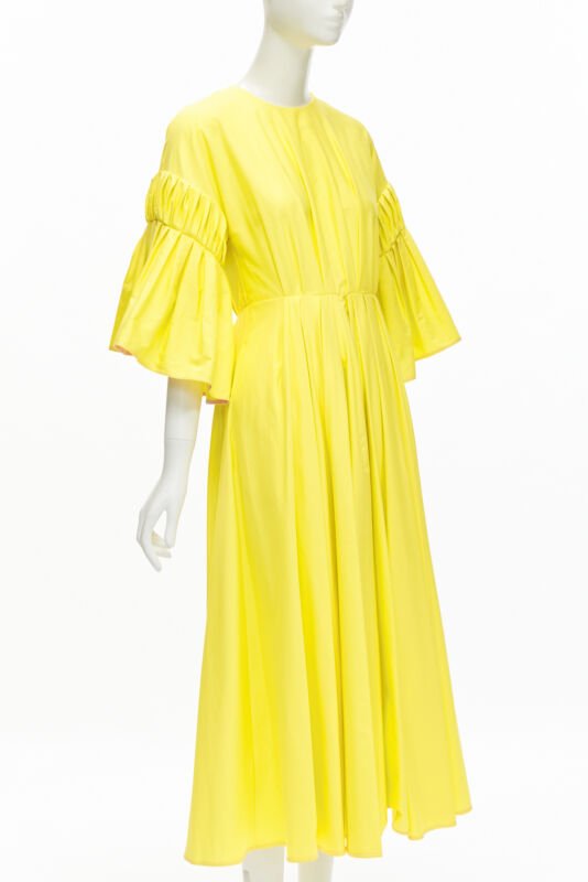 ROKSANDA sunshine yellow cotton origami pleat flared sleeves A-line dress UK6 XS