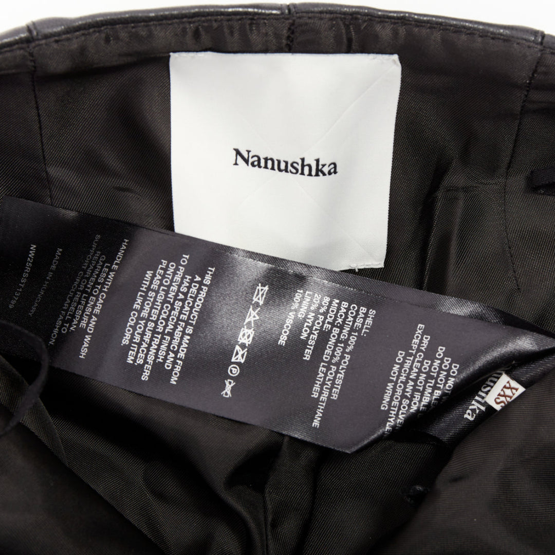 NANUSHKA black faux leather diagonal zip short mini biker shorts XXS