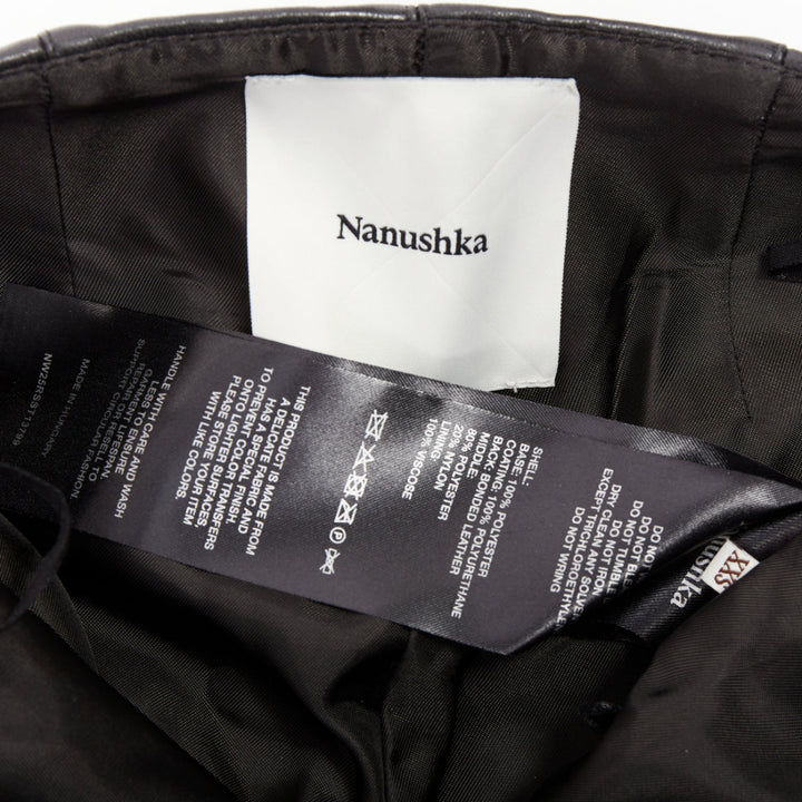 NANUSHKA black faux leather diagonal zip short mini biker shorts XXS