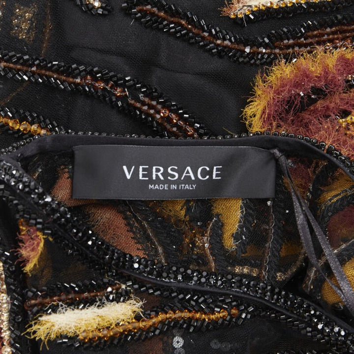 VERSACE 2020 Runway Virtus Animalier bead embellished dress IT40 S $7800