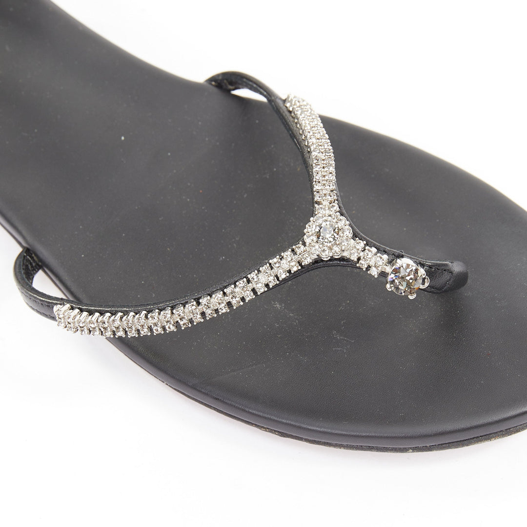 CHRISTIAN DIOR 2023 Runway Sunset black leather crystal wrap sandals EU37.5