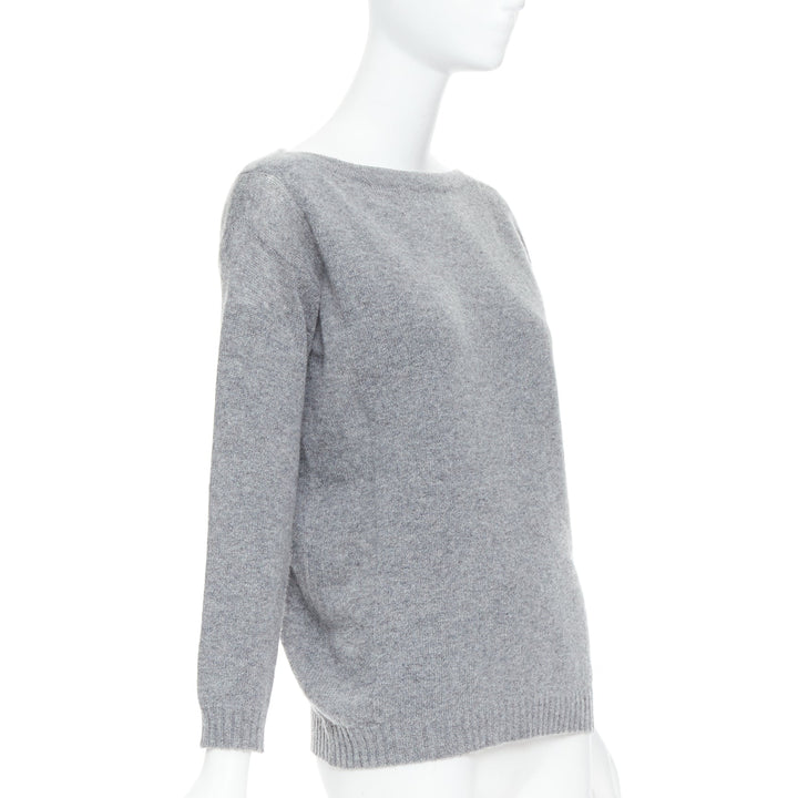 PRADA grey bateau neck panelled crop sleeves sweater