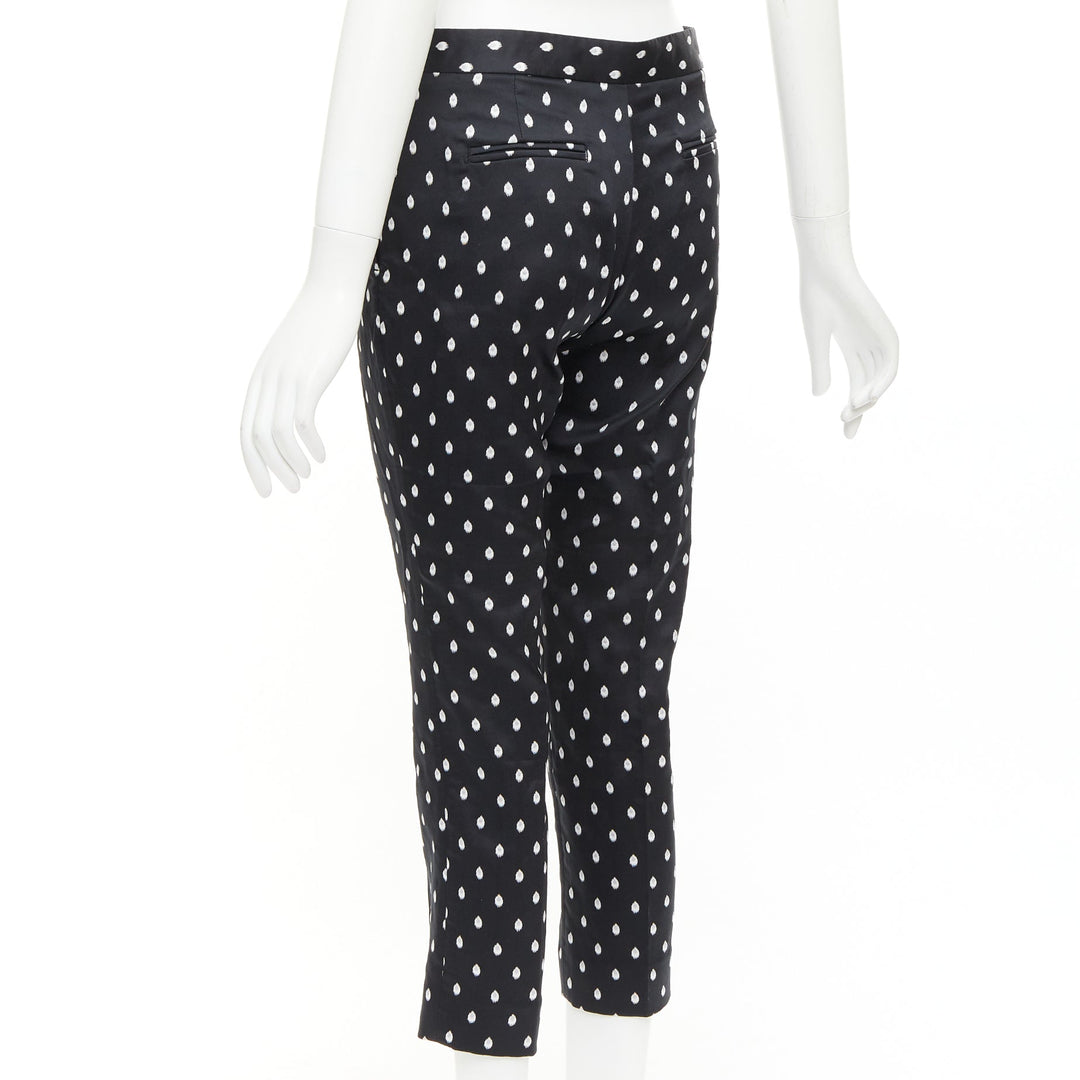 GIAMBATTISTA VALLI black white dot brocade tapered crop pants IT40 XS