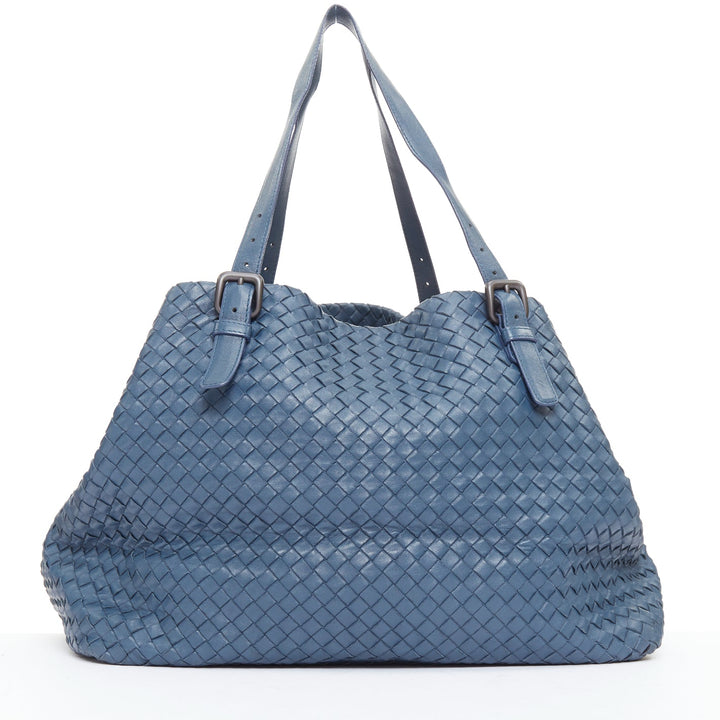 BOTTEGA VENETA 2012 Cesta marine blue intrecciato woven leather bag