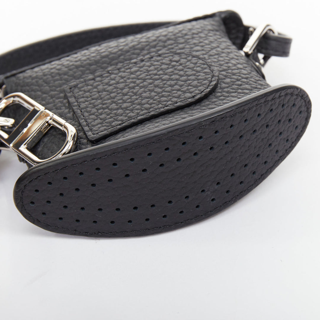 DELVAUX Pin Mini Bucket black taurillon soft leather silver hardware bag charm
