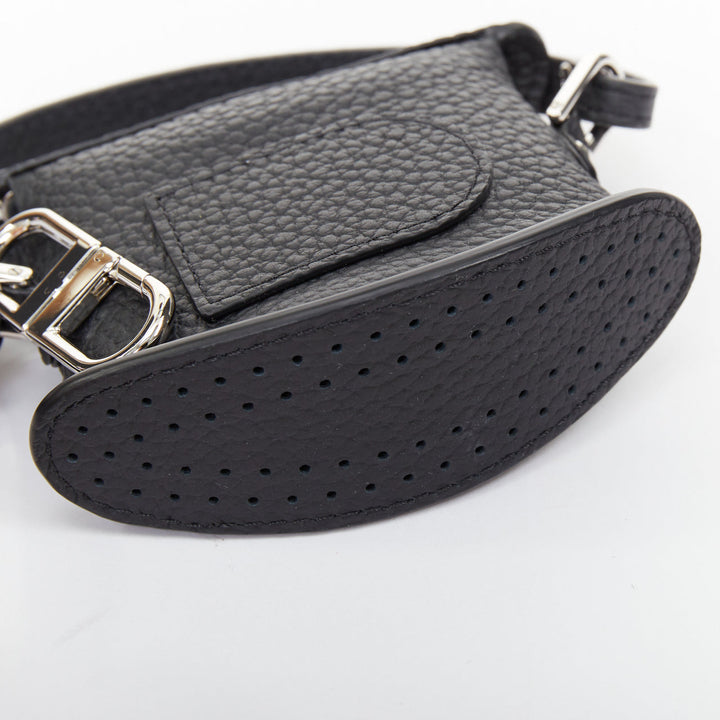 DELVAUX Pin Mini Bucket black taurillon soft leather silver hardware bag charm