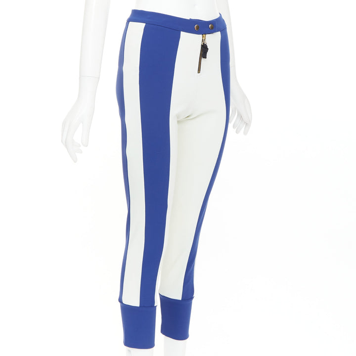 MARNI 2012 electric blue cream stretchy cropped riding pants IT40 S